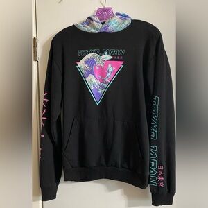 Fresh laundry, boys or girls Black Graphic Hoodie with Koi fish Design small